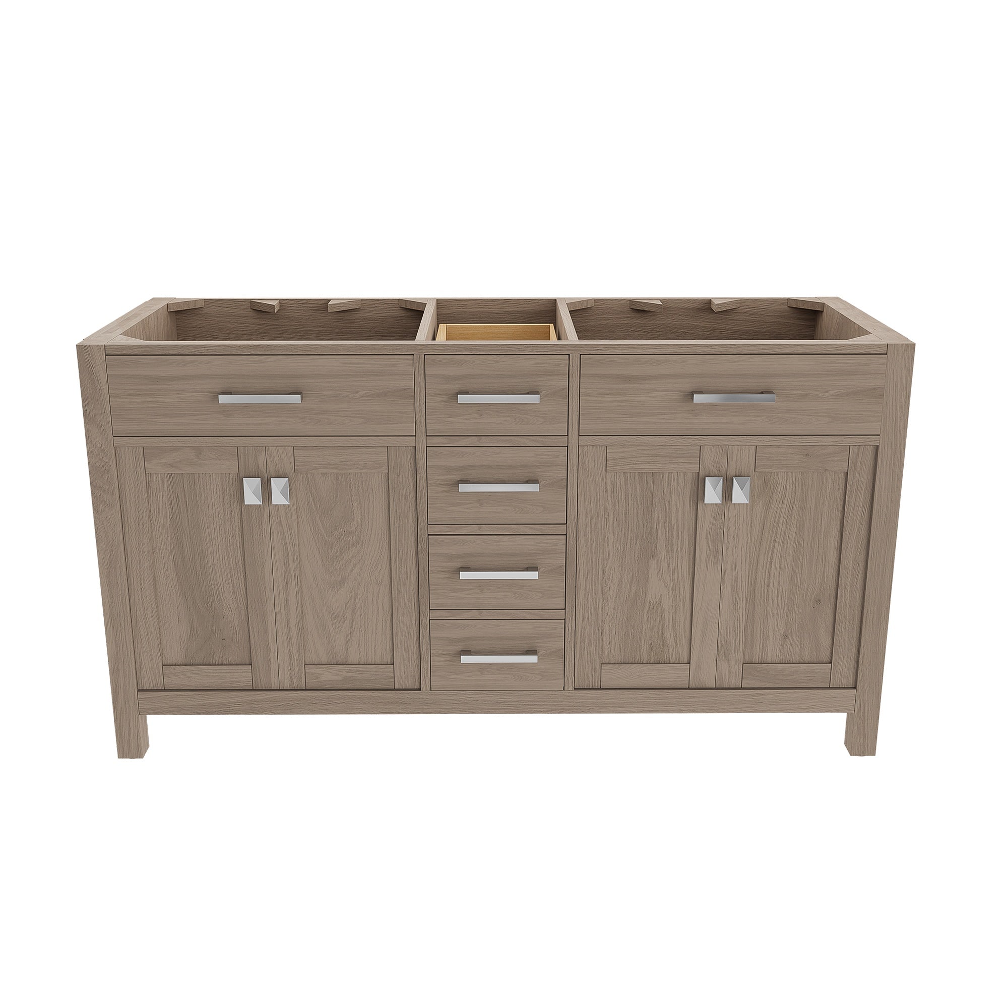 Neeson 60 Inch Birch and Oak Vanity Base | Alternative Image 01 | countertop finish:No Top | sink style:None | faucet centers:None