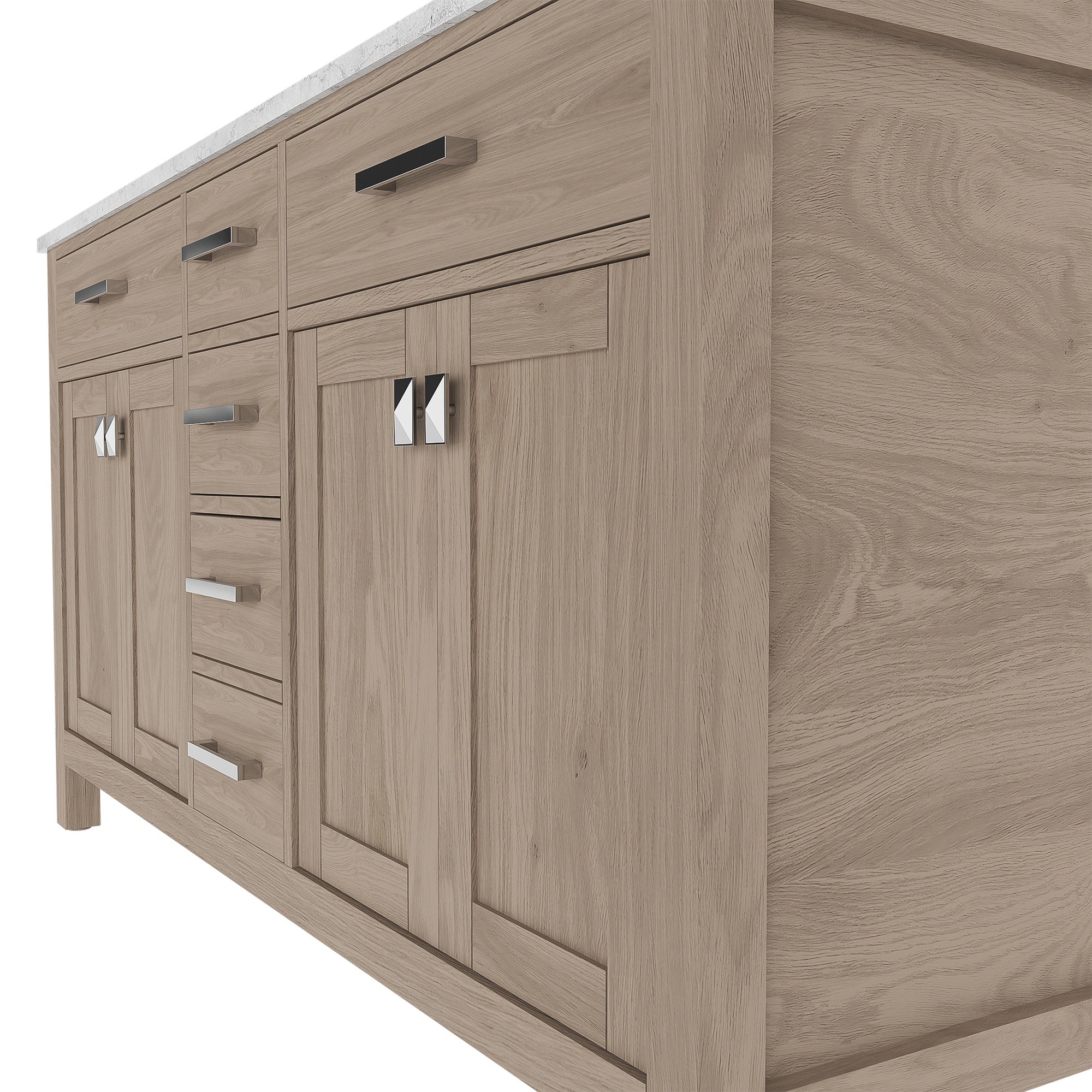 Neeson 60 Inch Birch and Oak Vanity Base | Alternative Image 05 | countertop finish:No Top | sink style:None | faucet centers:None