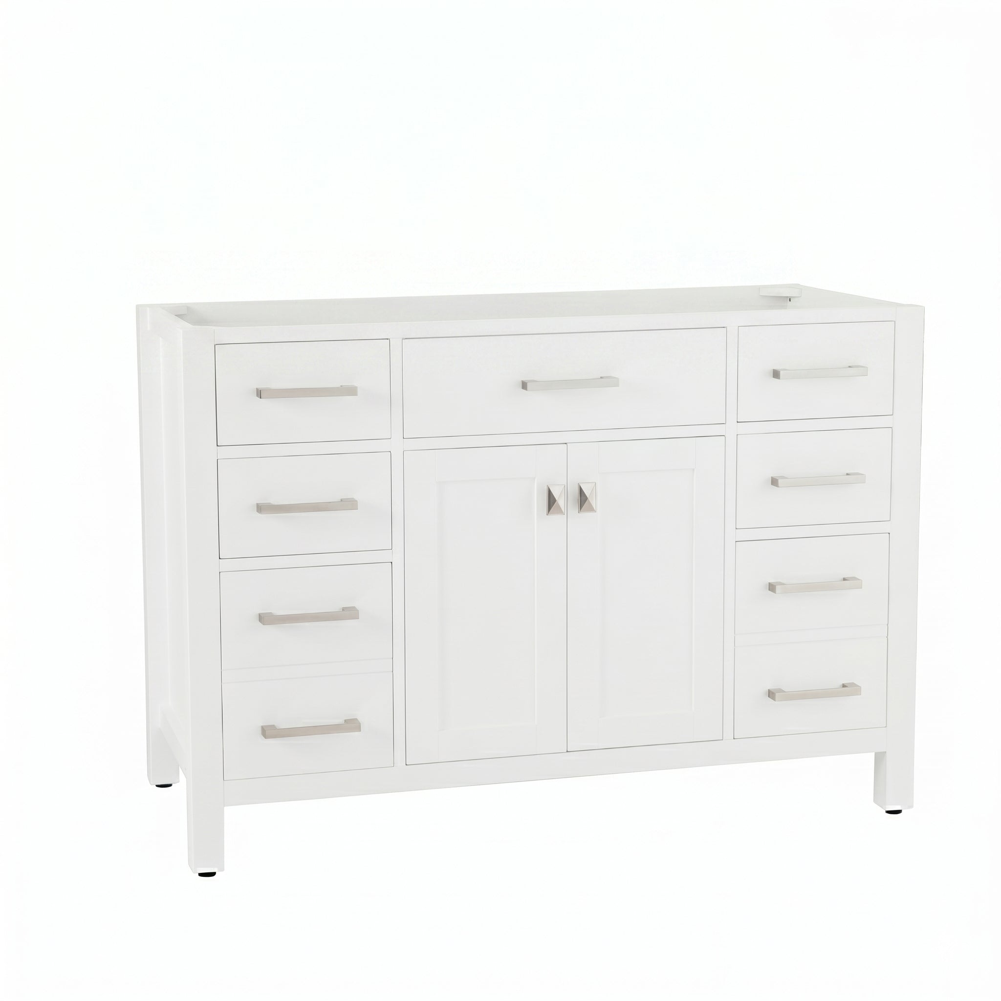 Neeson 48 Inch Oak and Birch Vanity-White-White Quartz / Rectangle Sink | Alternative Image 05 | countertop finish:White Quartz | sink style:Rectangle Sink | faucet centers:8"