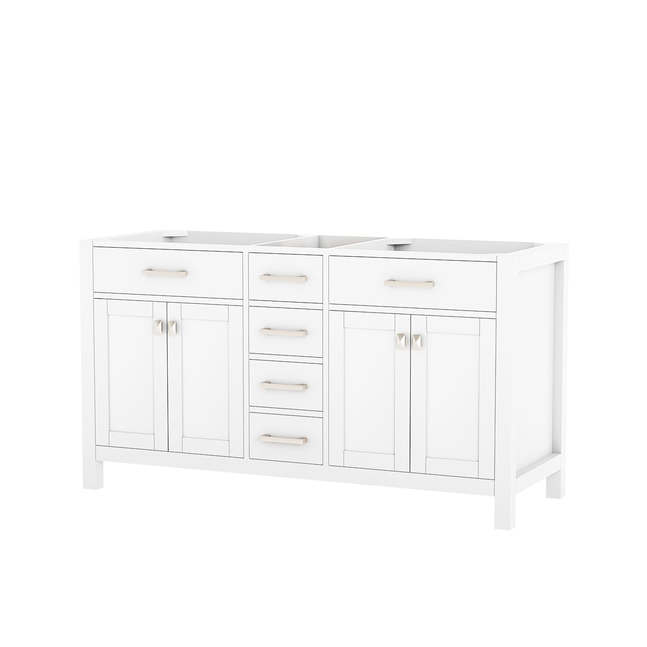 Neeson 60 Inch Birch and Oak Vanity Base | Alternative Image 01 | countertop finish:No Top | sink style:None | faucet centers:None