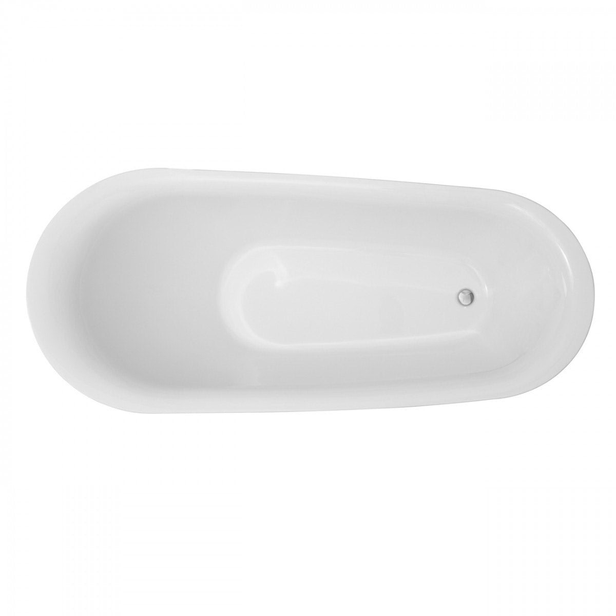 Nordland 71 Inch Acrylic Slipper Freestanding Tub - No Faucet Drillings - Brushed Brass Drain | Alternative Image 04 | drain finish:Brushed Brass