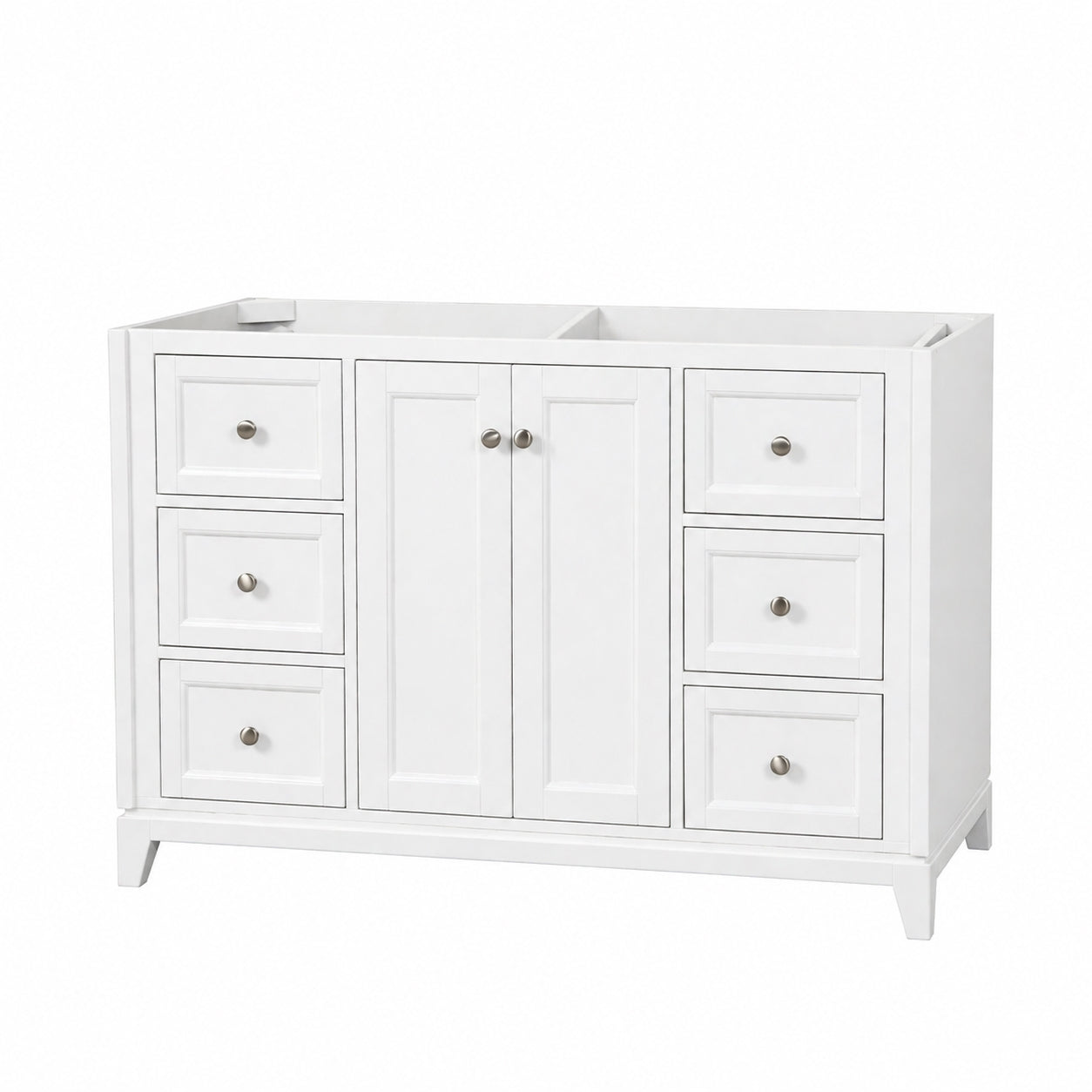 Placid 48 Inch Oak Vanity-White-No Top | Alternative Image 01 | countertop finish:No Top | sink style:None | faucet centers:None