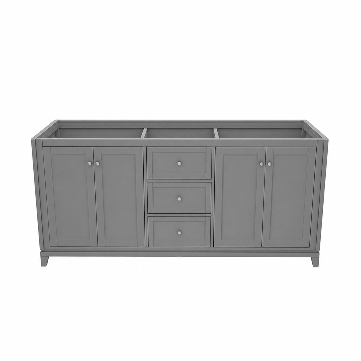 Placid 72 Inch Oak Vanity-Gray-No Top | Alternative Image 01 | countertop finish:No Top | sink style:None | faucet centers:None