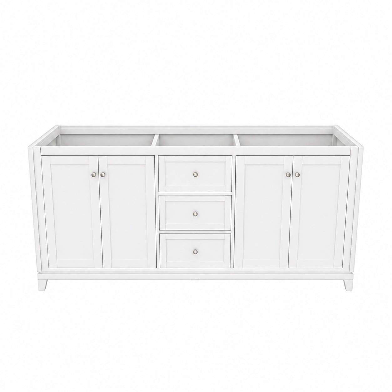 Placid 72 Inch Oak Vanity-White-No Top | Alternative Image 01 | countertop finish:No Top | sink style:None | faucet centers:None