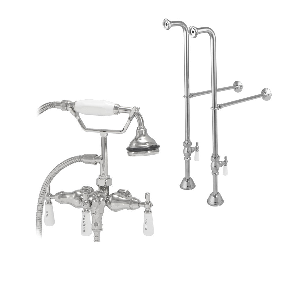 Freestanding Downspout Clawfoot Bathtub Faucet with Handshower | Alternative Image 01 | finish:Chrome