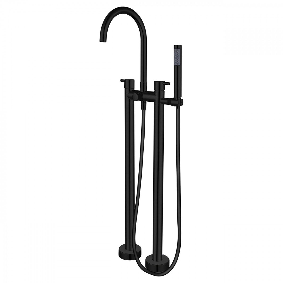 Double Post Freestanding Gooseneck Faucet - Matte Black | Alternative Image 01 | finish:Matte Black