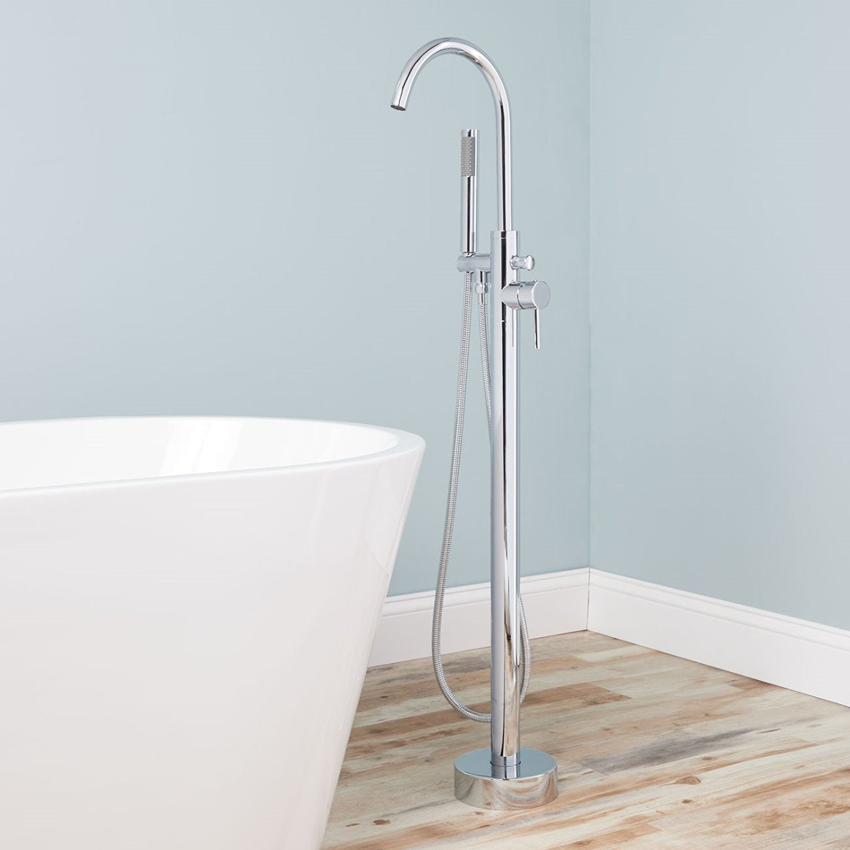 Contemporary Freestanding Tub Faucet - Chrome | Alternative Image 02 | finish:Chrome