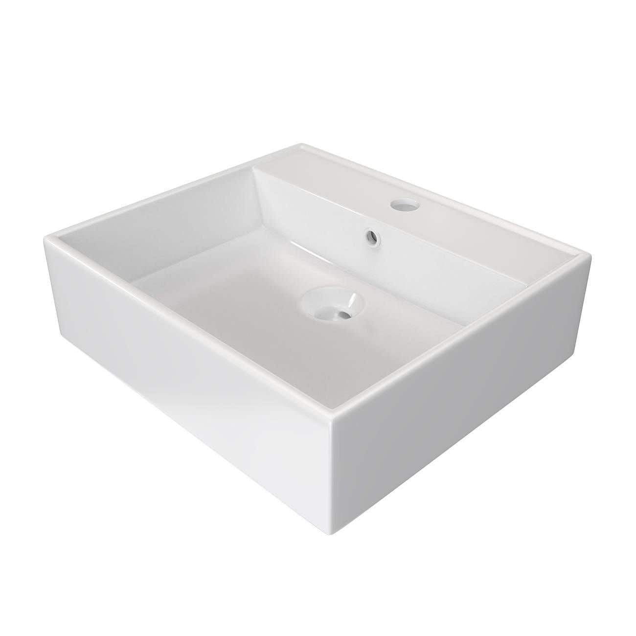 21 Inch Square Wall Mount Bathroom Sink - White | Alternative Image 02