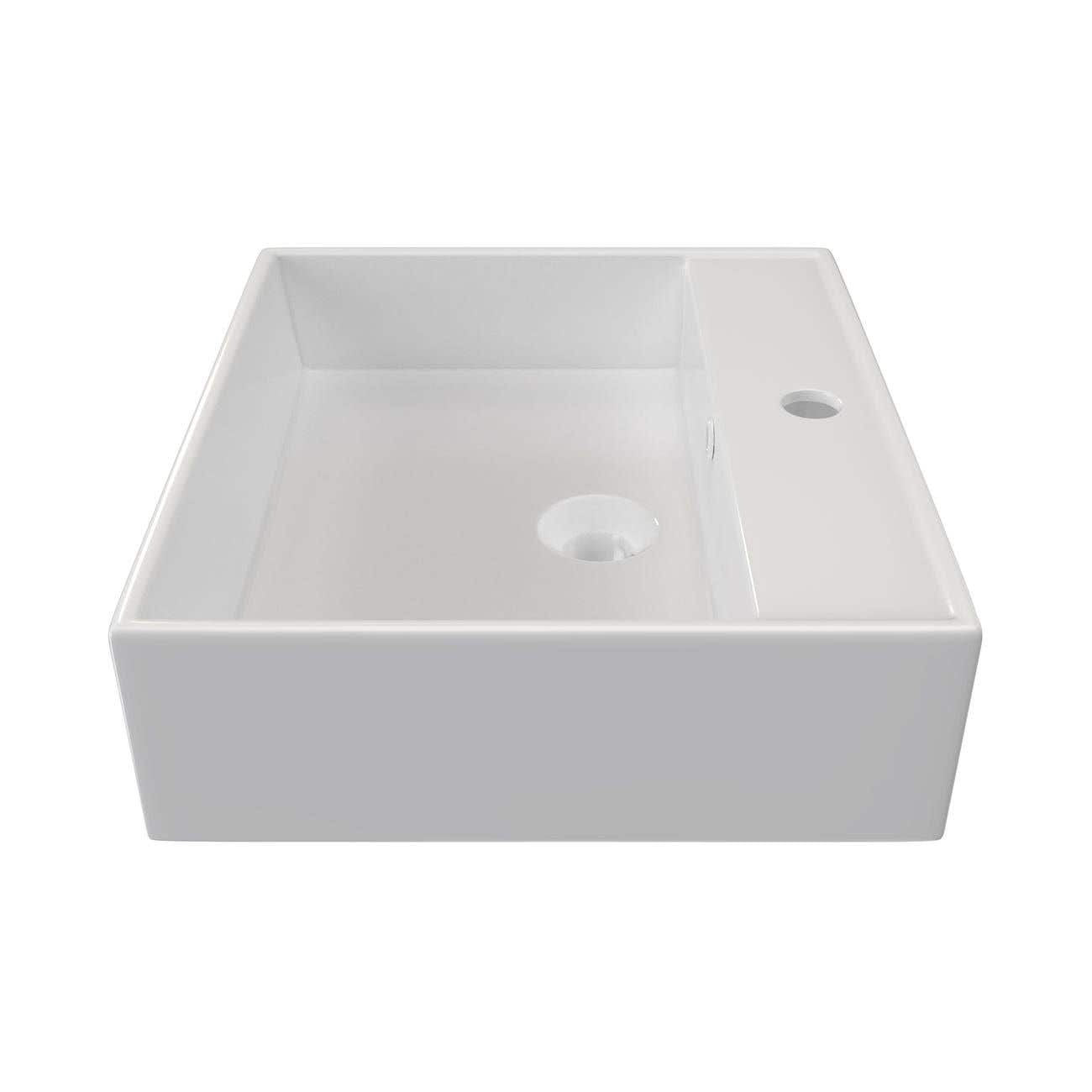 21 Inch Square Wall Mount Bathroom Sink - White | Alternative Image 03