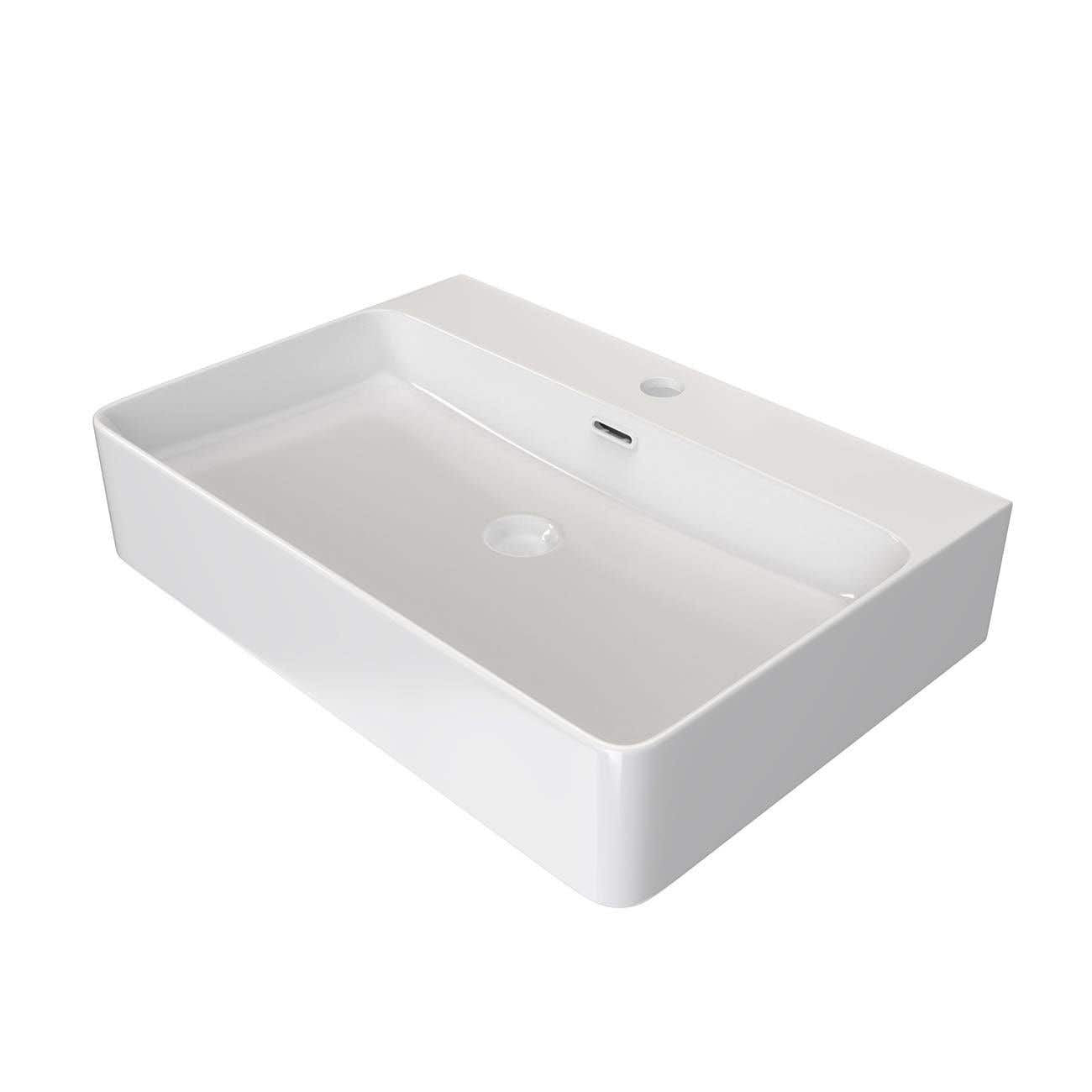 Unique 24 Inch Rectangle White Vessel Bathroom Sink | Alternative Image 02
