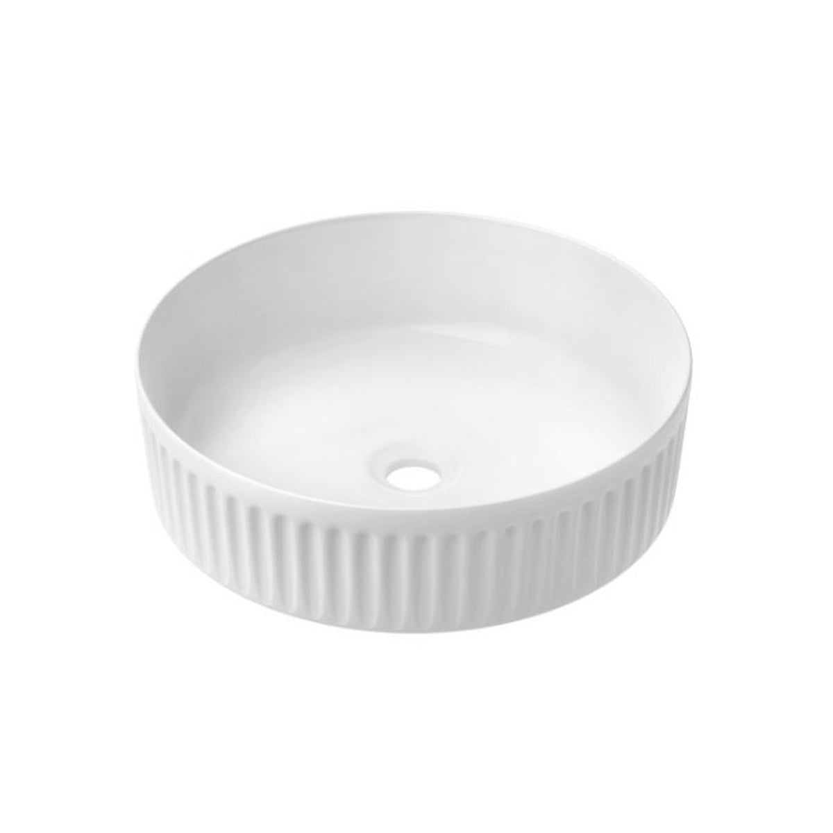 Vertical Round Porcelain Fluted Vessel Sink | Alternative Image 04