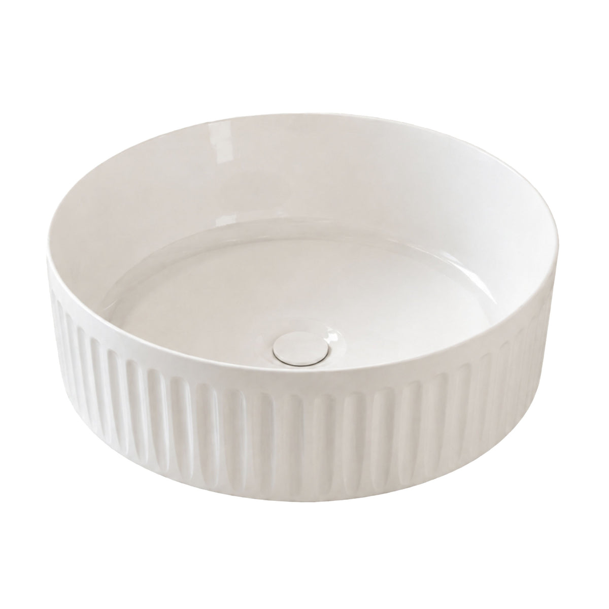 Vertical Round Porcelain Fluted Vessel Sink | Alternative Image 05