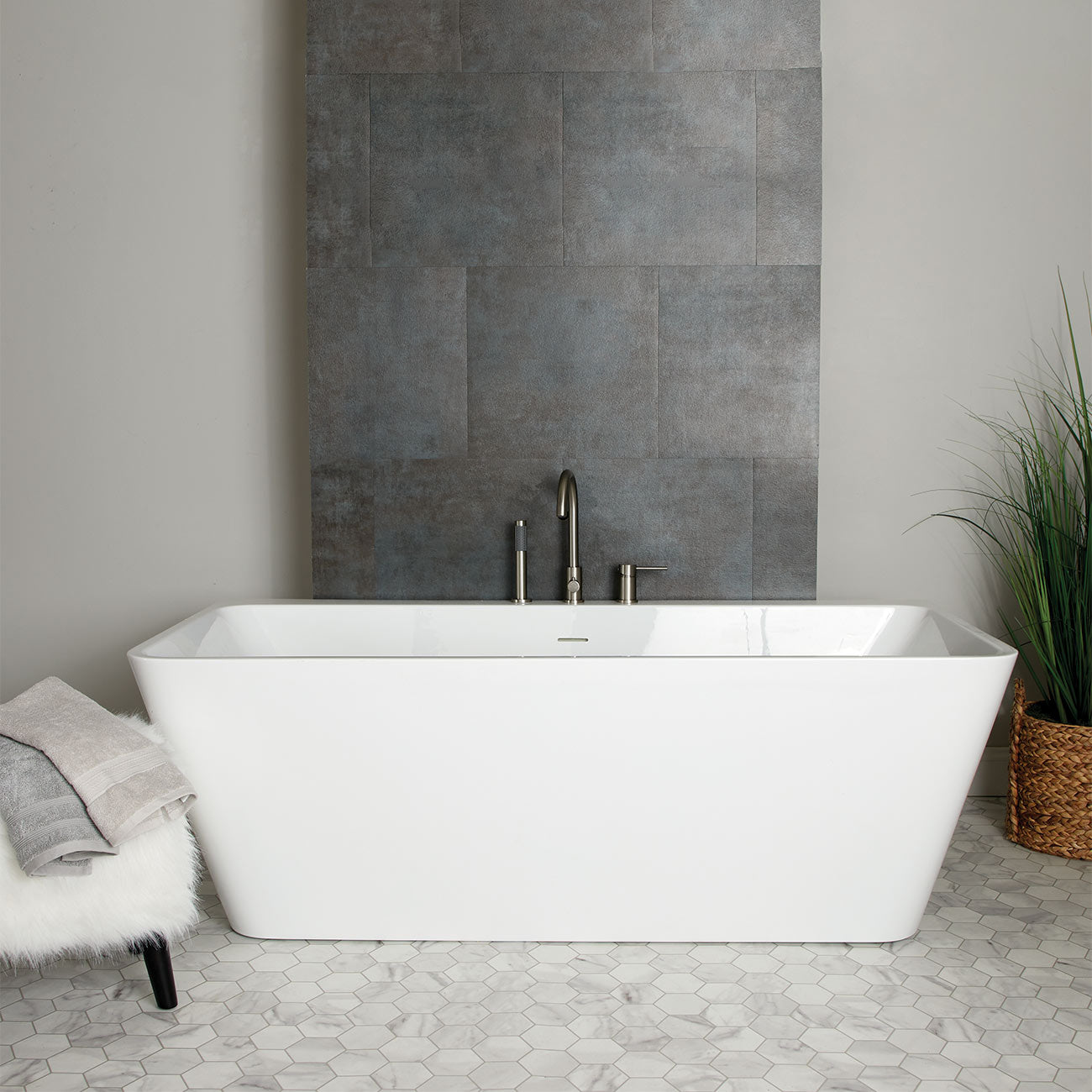 Tiberius 67 Inch Acrylic Double Ended Freestanding Tub | Alternative Image 01 | length:67 | drain finish:Chrome