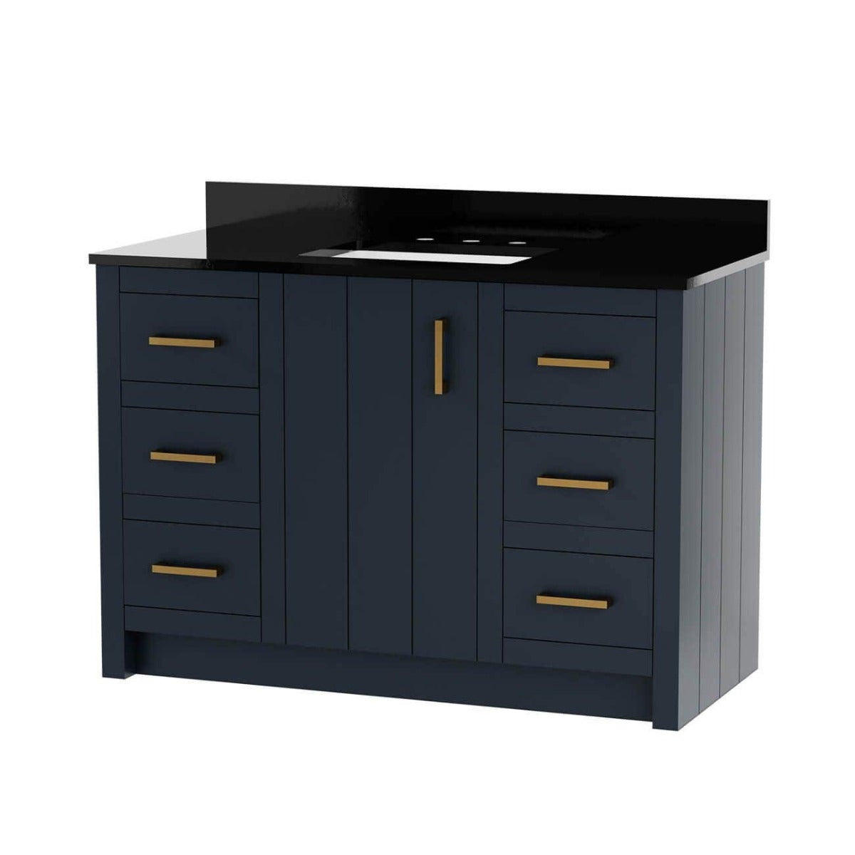 Wexler 48 Inch Solid Oak Bathroom Vanity | Alternative Image 01 | countertop finish:Black Granite | sink style:Rectangle Undermount | faucet centers:8"